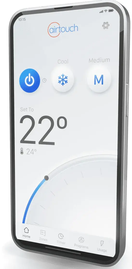 Smartphone showing the AirTouch app interface