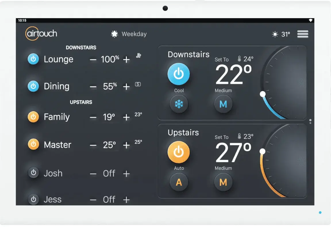 AirTouch smart control touchscreen panel